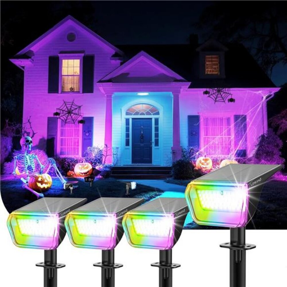 RGB Halloween Lights Outdoor Solar Spotlights IP67 Waterproof 10